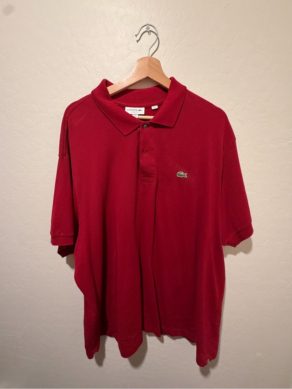 Lacoste Men's Deep Red Pique Polo with Crocodile Logo